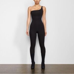 SKIMS Black One-Shoulder Jumpsuit